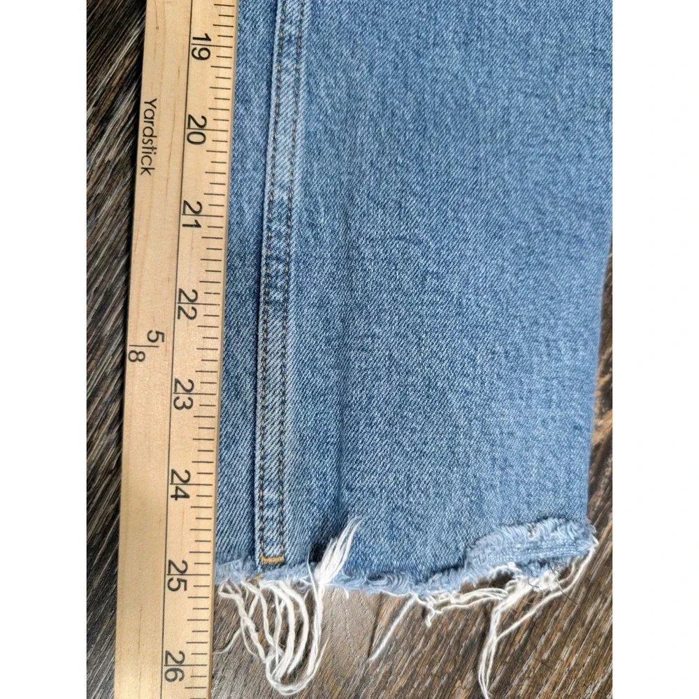 Zara Classic Mom Fit High Waist Jeans Size 4 24x25 Light Wash Fryed Hem 188‎